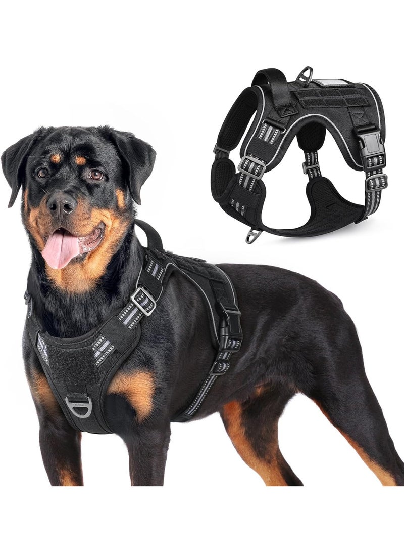 LAMAY Tactical Dog Harness for Large, Heavy Duty Pet Harness with Handle, No-Pull Service Vest, Adjustable Military Dog Vest for Training Hunting Walking, Black, S - Image 1